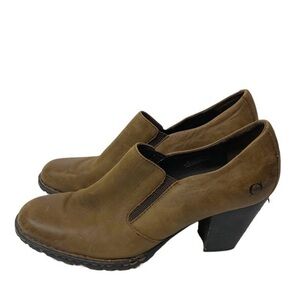 Born Leather Heeled Ankle Shoes Brown